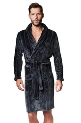 Henderson ribbed pattern and darker colours  bathrobe  Adomoo